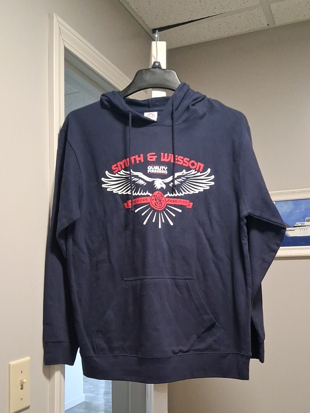 Smith And Wesson Navy Hooded Pullover with Eagle Graphic